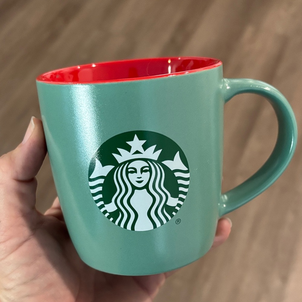 Starbucks Mint Green Mug with Red Interior